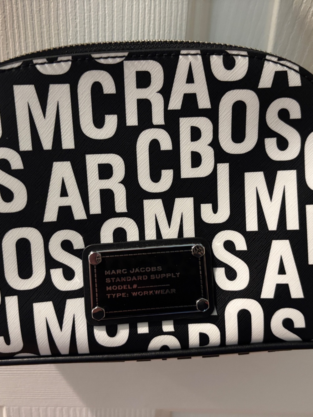 Marc Jacobs Black & White Logo Print Crossbody Bag